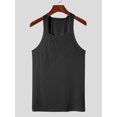 thumbnail image 5 of Men'S Solid Color Sleeveless Fitted Stretch Tank Top Black S, 5 of 9
