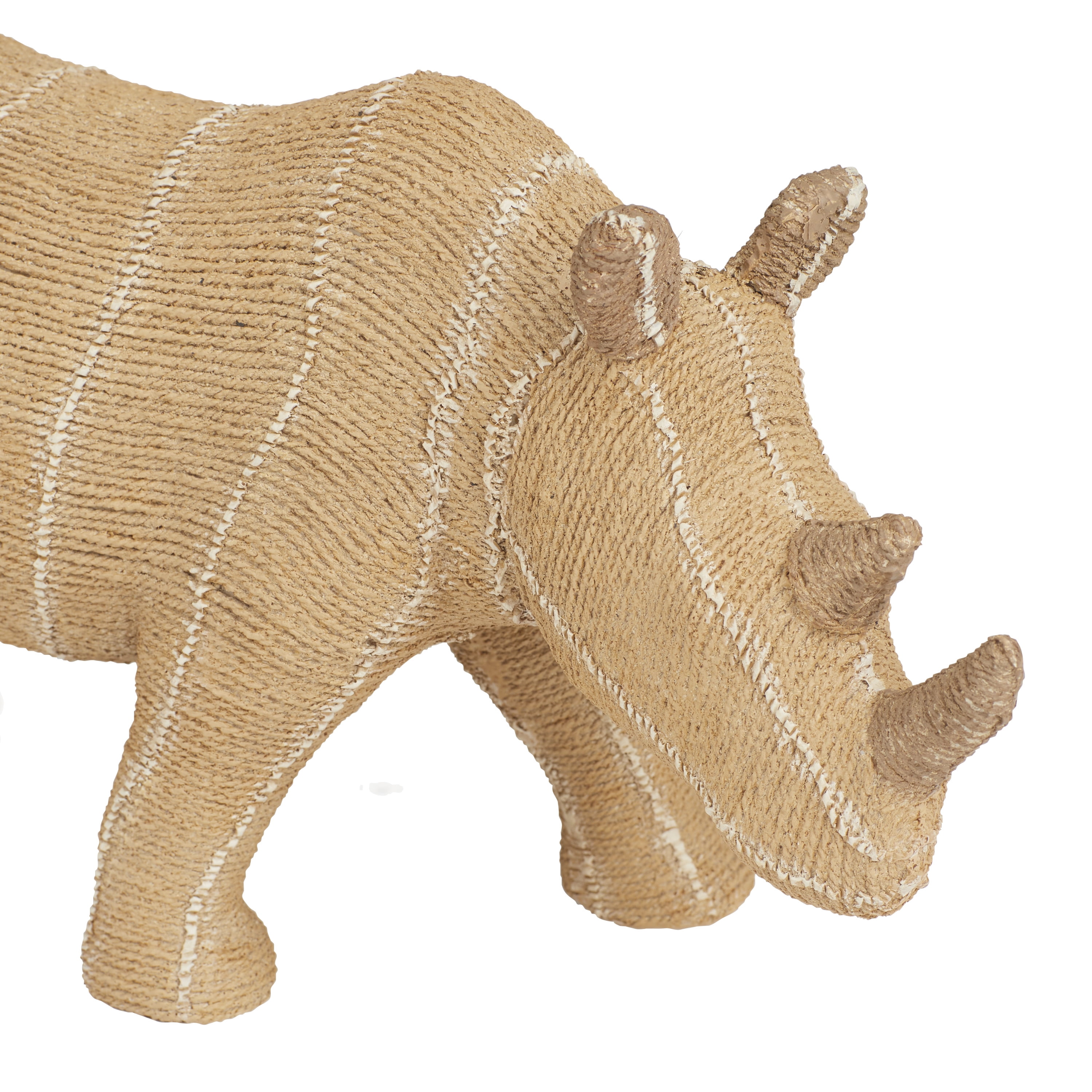 5" x 8" Light Brown Polystone Rhino Sculpture, by DecMode