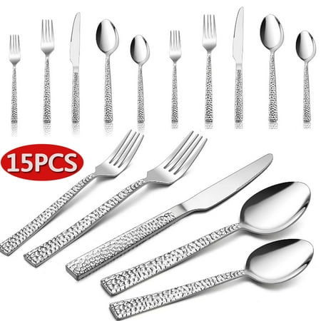 

15 Piece Silverware Set Premium Stainless Steel Flatware Set Mirror Polished Cutlery Utensil Set Durable Home Kitchen