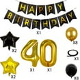 thumbnail image 2 of 40th Birthday Decorations Kit, Large Number 40 Balloons, Black and Gold Happy Birthday Banner with Latex and Star Balloons, 40 Birthday Balloons Set Party Supplies, 24 Pack, 2 of 7