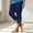 Blue, variant on Asgosdo Women Plus Size Lace Hem Capri Leggings High Waist Stretch Solid Casual Cropped Pants