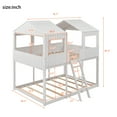 thumbnail image 5 of imerelez Full Over Full WoodBunk Bed with Roof, Window, Guardrail, Ladder(White), 5 of 9