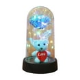 thumbnail image 2 of cpengpj Valentine's Day Preserved Flower Teddy Bear Heart Rose Ornament with Ambient Light, Plastic Romantic Gift for Home Decor in Pink Purple Blue Red, 8.5x15.5cm, 2 of 9