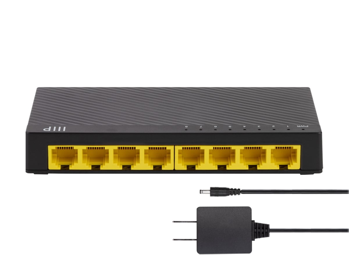Monoprice 8-Port 10/100/1000Mbps Gigabit Ethernet Unmanaged Desktop Switch, RJ45, IEEE 802.3ab, Cat5e, Plug and Play, Fanless Design, for Gaming and Streaming