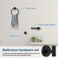 thumbnail image 3 of Dznils 4-Piece Wall Mount Steel Bath Hardware Set, Towel Ring, Toilet Paper Holder, Robe Hook, Black, 3 of 11