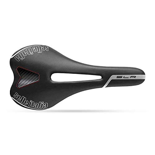 Selle Italia SLR TM Flow Road Bike Saddle - Comfortable MTB and Road Bicycle Seat Abrasion-Resistant Duro-Tek Cover and Extra for Men and Women - 275 x 131mm, Black