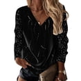 thumbnail image 4 of Tunique à Manches Longues Col en V Imprimée Mode Femme Blouse Décontractée Confortable, 4 of 5