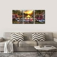 thumbnail image 3 of 3 Pieces Framed Wall Art Decorations Sunrise Over Amsterdam Painting Print on Canvas Netherlands Flowers Bicycles Wall Art for Home Office Decor Modern Artwork Ready to Hang - 12" x 16" x 3, 3 of 6