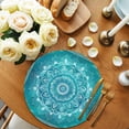 thumbnail image 2 of Turquoise Boho Round 13 Inch Placemats Set of 4, Abstract Art Floral Ethnic Tribal HeatResistant Non Slip Place Mats for Dining Table, Wipeable Braided Kitchen Table Mats for Housewarming, 2 of 9