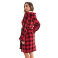 thumbnail image 2 of Just Love Women's Hooded Velour Robe with Sherpa Lined Hood and Pockets (Red Black Buffalo Plaid, X-Large), 2 of 4