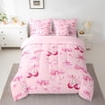 thumbnail image 2 of Feelyou Girly Pink Ribbon Bedding Comforter Set 7 Pieces for Kids, Cartoon Cherry Full Bedding Set, Kawaii Bow-tie Bow Reversible Fitted Sheet Flat Sheet, Microfiber Bedroom Decor, 2 of 8