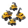 thumbnail image 4 of WEUVEB 4Pcs Yellow Small Pull Back Construction Trucks with Friction Power for Easy Movement, 4 of 7