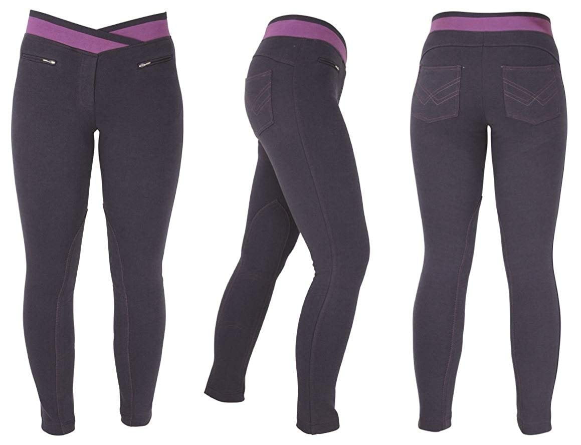 HyPERFORMANCE Brixton Elasticated Ladies Jodhpurs Navy/Raspberry 26