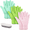 Blue,Green,Pink, variant on Household Microfiber Dust Wiping Set, 3 Pairs Plant & Surface Dusting Gloves with Bendable Handheld Cleaning Brush