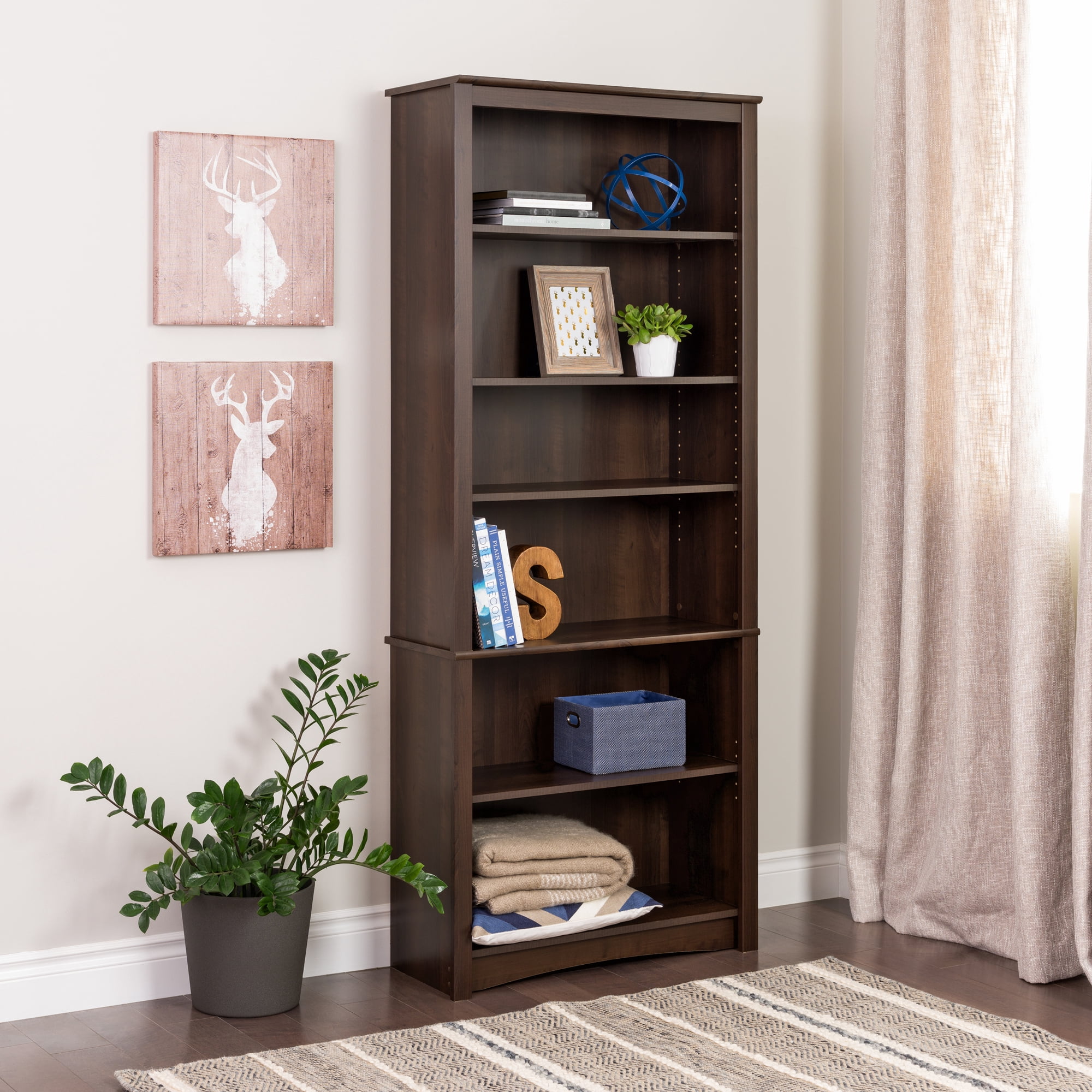 Prepac Home Office 6-shelf Bookcase, Espresso