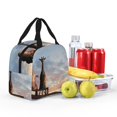 thumbnail image 4 of Rateoe Elephant Giraffe Pattern Insulated Lunch Bag with Thick Aluminum Foil Lunch Tote Bag with Front Pocket for Men and Women, Ideal for Work, School, Picnics, and Travel, 4 of 5
