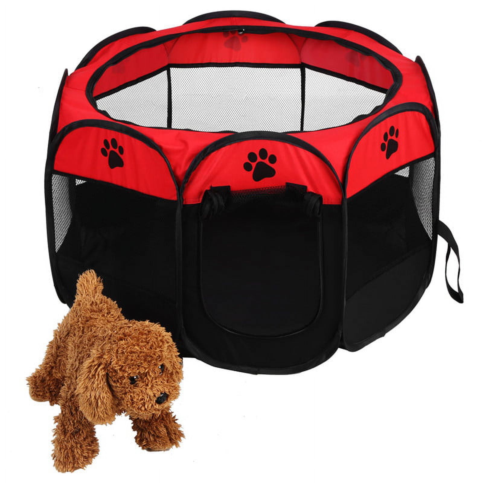 Walfront Pop-Up Foldable Dog Playpen, Red