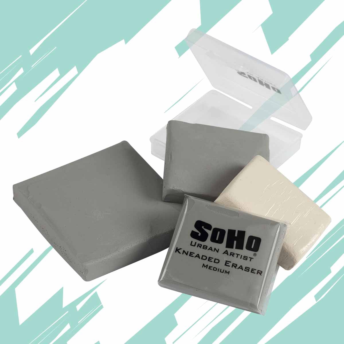 SoHo Urban Artist Kneaded Putty Eraser for Graphite Charcoal & Pastel, 36-Pack Standard White Eraser, Soft Flexible Drawing Tool for Blending Highlighting & Detail Work, PVC & Latex Free