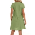 thumbnail image 3 of Vestido de verano para mujer, vestido de lino, vestido casual con escote en V, vestido de playa, 3 of 6