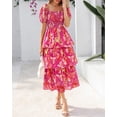 thumbnail image 2 of Vestido BTFBM maxi con cuello cuadrado y mangas abullonadas para mujer, 2 of 7