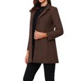 thumbnail image 4 of INSPIRE CHIC Women's Coat Mid Length Stand Collar Single Breasted Winter Outerwear Overcoat Coffee L, 4 of 6