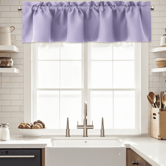 Yakamok 18 Inches Long Blackout Curtain Valances for Windows - 1 Panels Blackout Window Valances for Basement with Rod Pocket (Lilac,Width 40 by Length 18,1 Panel)