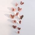 thumbnail image 5 of Juego de pegatinas de pared de mariposa huecas de metal rosa para sala de estar, dormitorio, fondo de TV, pegatinas decorativas de grafiti, 5 of 5