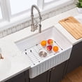 thumbnail image 2 of White Fireclay 33 in. Single Bowl Farmhouse Apron Kitchen Sink with Accessories 33“ x 20", 2 of 5