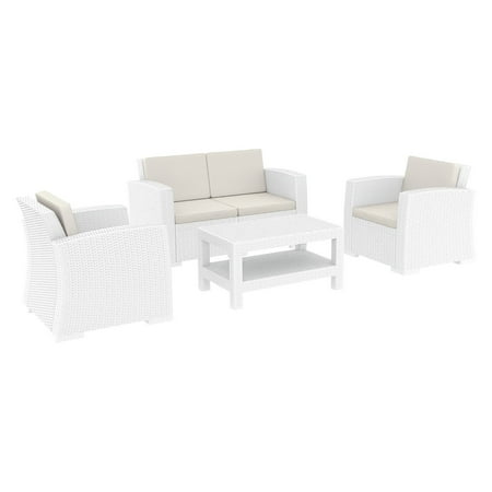 - Siesta Monaco Resin 4 Piece Loveseat Patio Conversation Set with Cushion