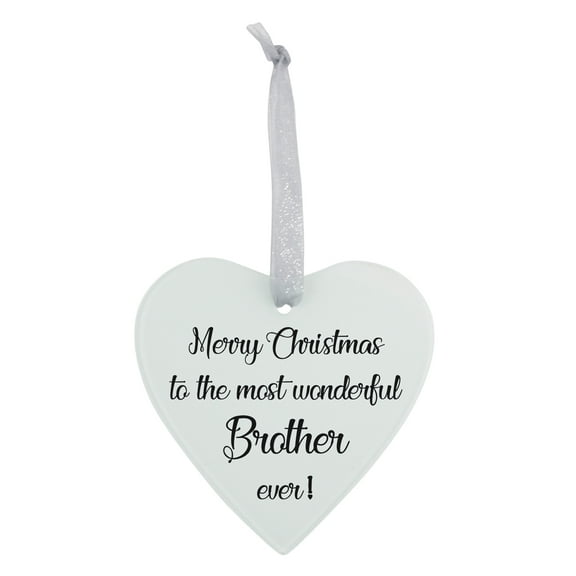 Elanze Designs Most Wonderful Brother 4.5 Inch Frosted Glass Christmas Hanging Ornament