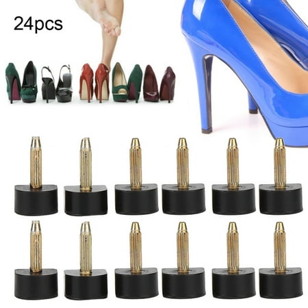 

ANGGREK Shoes Heel Dowel Heel Replacement Tip 24pcs High Heel Replacement Tips Non-slip Shoes Repair Heel Dowels Protector