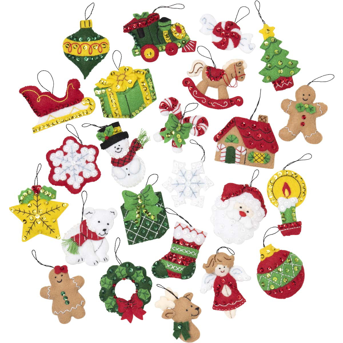Bucilla Felt Applique Christmas Ornament Kit 3.5 x 5 Glitz Santa