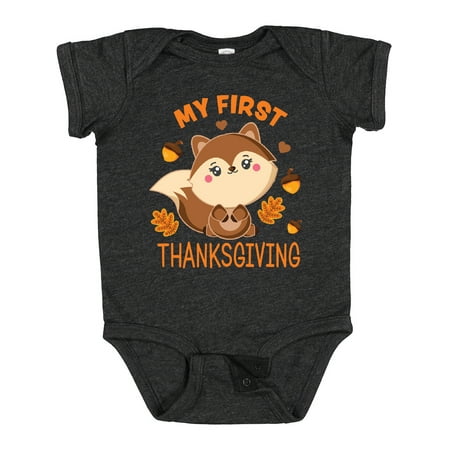 

Inktastic My 1st Thanksgiving with Squirrel and Acorns Gift Baby Boy or Baby Girl Bodysuit