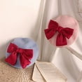 thumbnail image 5 of Zhaomeidaxi 2-6 Years Girls Winter Woolen Beret Hat Classic French Style Beret Beanie Princess Red Bowknot Decorated Dome Hat Cap, 5 of 8