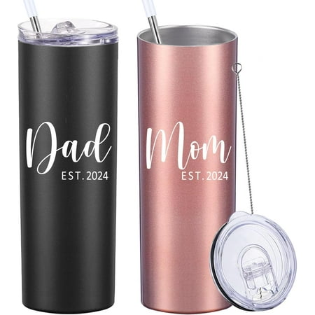 

Dad & Mom Est 2025 Skinny Tumbler.New Parent Gifts.Couple Gifts.Dad to Be Mom to Be Gifts.Pregnancy New Dad Mom Gifts.Parent to be Gifts.Fathers Day Mothers Day Gifts.(20oz Black&Rose Gold) Black/Rose