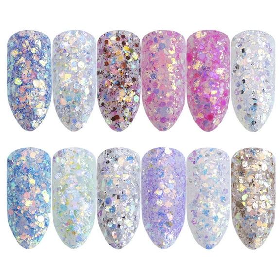 Clispeed Candy Color Manicure Glitter Sequin Nail Stickers Premium Durable Lightweight