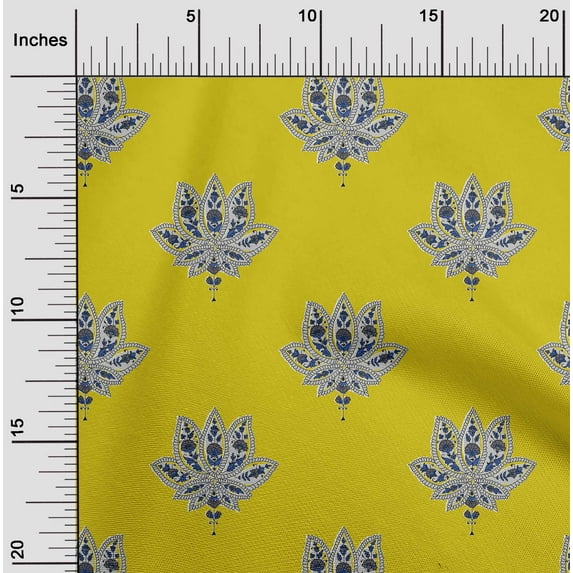 oneOone Polyester Lycra Fabric Floral Block Printed Craft Fabric BTY 56 Inch Wide