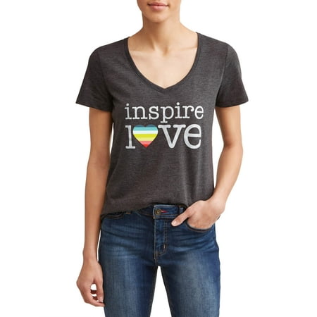 EV1 from Ellen DeGeneres Inspire Love Short Sleeve V-Neck Graphic Tee