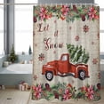thumbnail image 2 of Christmas Truck Bathroom Shower Curtain Winter Snow Berries Flowers Retro Letters Texture Waterproof Washable Shower Curtains for Bathtub Bath Decor with Grommets and Hook 54 X 78 Inch, 2 of 8