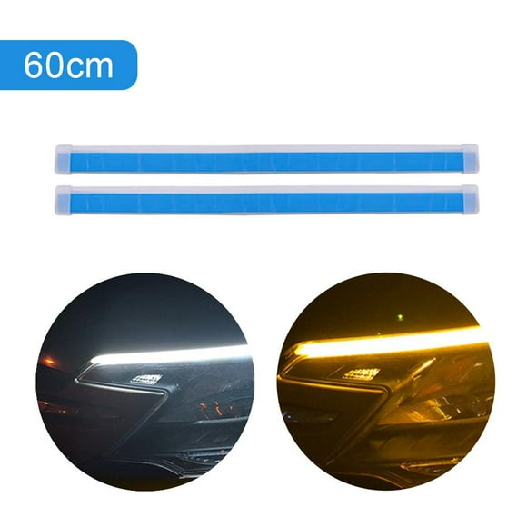 2PCS Car LED Strip Lights Flexible Headlight Strips DRL Light Tube Daytime Running Lights Waterproof Neon Turn Signal Bulb Sequential Switchback