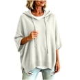thumbnail image 2 of Nugftut Plus Size Hooded Sweaters for Women Poncho 3/4 Batwing Sleeve Loose Knitted Hoodie Pullover Sweaters, 2 of 3