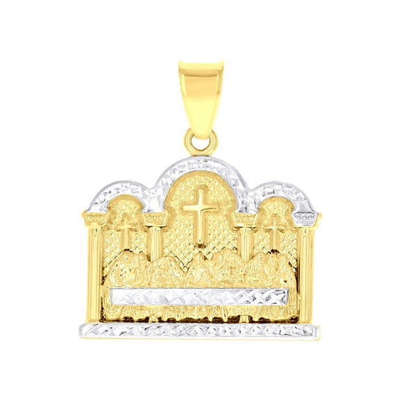 10kt Gold Two-Tone Diamond-Cut Mens Last Supper Religious Charm Pendant