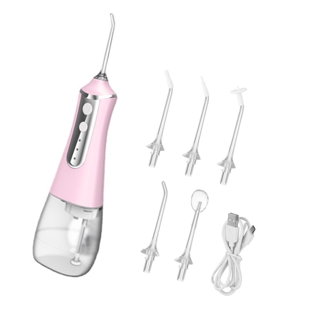 Minnieouse Irrigador bucal USB Recargable Flosser de agua Chorro de agua portátil 350ML Tanque de agua Limpiador de a prueba de cuidado de los oídos Rosa