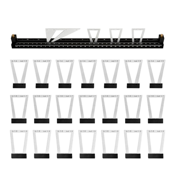 28pcs Adjustable Dovetails Marking Gauges Set Dovetails Template with Metric & Inches scale for Woodworking Projects
