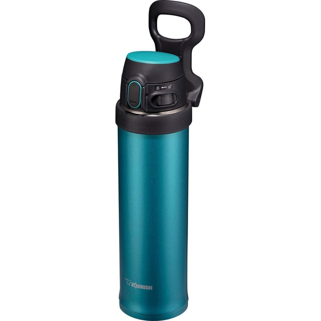 Zojirushi SM-QHE60GK, taza de acero inoxidable Flip-and-Go, 20 onzas, color verde azulado