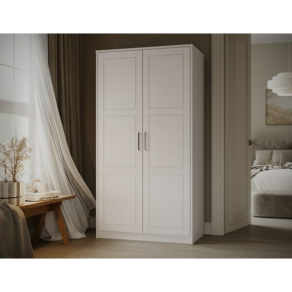 100% Solid Wood Urban 2-Door Wardrobe Armoire