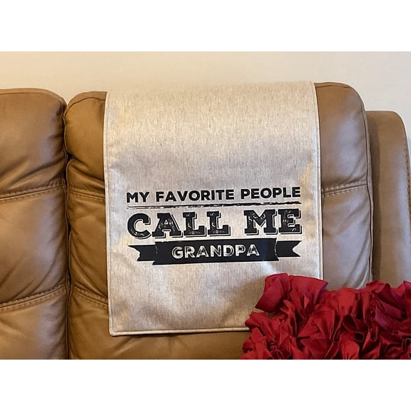 Headrest cover for furniture slipcover furniture protectors recliner cover sofa loveseats theater chair family room words “Favorite Grandpa” home decor reversible fabric 17x27