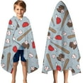 thumbnail image 3 of Blue Baseball Gear Pattern Hooded Bath Towel，50"x30" for Ages 3 To 12 Kids, Quick Dry Lightweight Soft Microfiber Hood Beach Towel Cover Up for Kids, 3 of 7