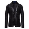 thumbnail image 3 of Men's Crocodile Embossed Sheepskin Leather Blazer, 2 Button Outerwear Coat for Formal Wear, Nightclub & Ceremonies, Elegator Design, Black, 3 of 8