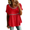 thumbnail image 4 of Delayuji Women's Linen Tshirt Crew Neck Short Sleeve Casual Tee Soft Comfy Versatile Top Summer Daily Wear, 4 of 6